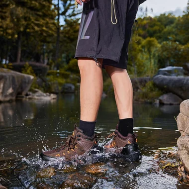 Men's Waterproof Hiking Boots Non-Slip Lightweight Mid Top Ankle Boot Breathable Hiker Trekking Shoes, view 4