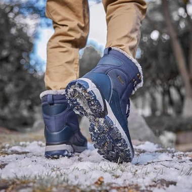 Men's Snow Boots Waterproof Warm Fur Lined Winter Hiking Boot Non-slip Outdoor Ankle High-top Shoes Work Hiker Trekking Trail, view 3